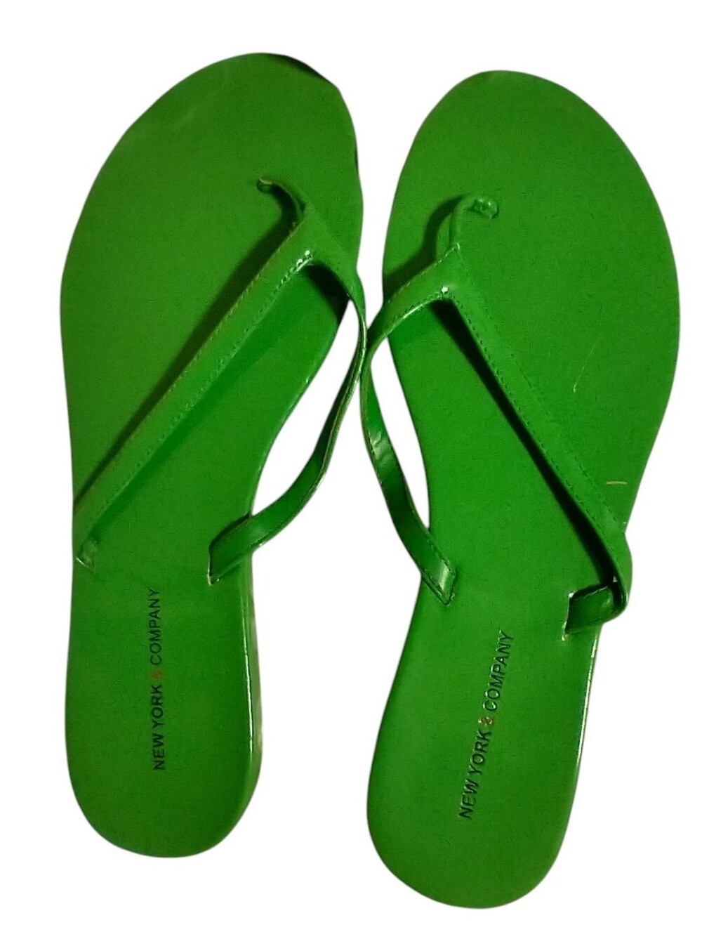 New York & Company Bright Green Patent Thong Sandals